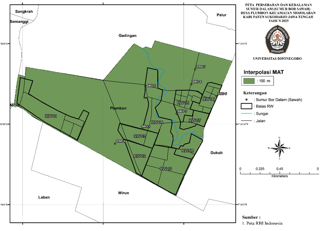 Peta MAT Sumur Bor Dalam (Sawah)