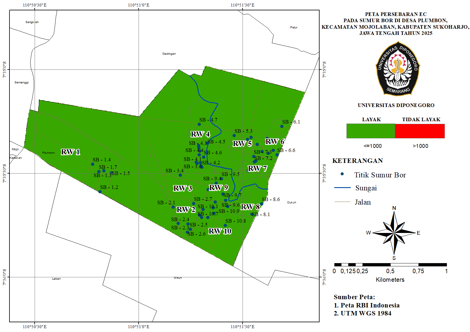 Peta Persebaran EC di Sumur Bor