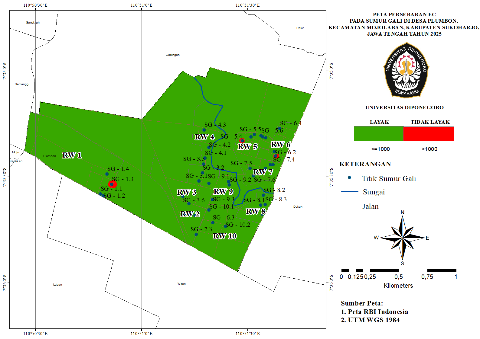 Peta Persebaran EC di Sumur Gali